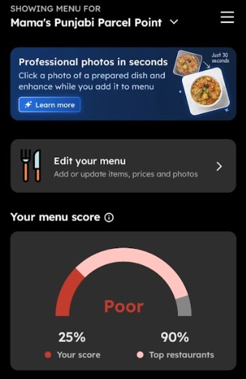 Before Optimization Menu Score