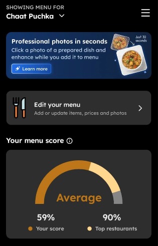 Before Optimization Menu Score